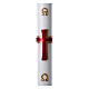 Easter candle in white wax with red cross in relief 8x120 cm s1