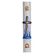 Paschal candle in white wax with blue cross and fish 8x120cm s1