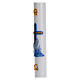 Paschal candle in white wax with blue cross and fish 8x120cm s4