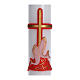 Paschal candle in white wax with red cross and fish 8x120cm s2