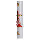 Paschal candle in white wax with red cross and fish 8x120 cm s4
