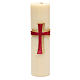 Altar candle with bas-relief in beeswax with red cross 8cm s1