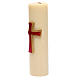 Altar candle with red cross bas-relief in beeswax 8 cm s2