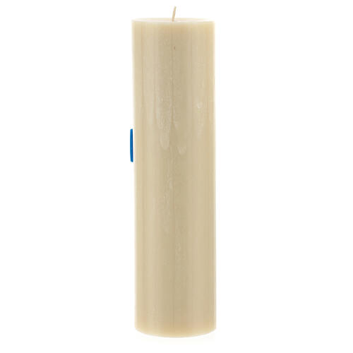 Altar candle with bas-relief in beeswax with blue cross 8cm 4