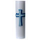 Altar candle with bas relief in white wax with cross 8 cm diameter s1
