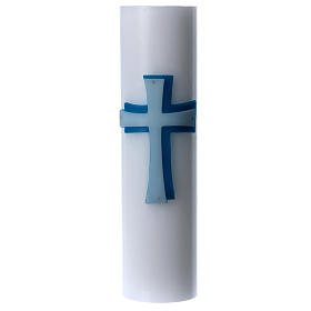 Świeca ołtarzowa płaskorzeźba wosk biały Krzyż średn. 8 cm