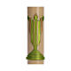 Paschal candle in beeswax with support and green Resurrected Christ 8x120cm s2