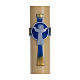 Paschal candle in beeswax with support and light blue Resurrected Christ 8x120cm s2