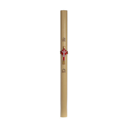 Paschal candle in beeswax with support and red Christ 8x120cm 4