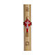 Paschal candle in beeswax with support and red Christ 8x120cm s1