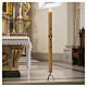 Paschal candle in beeswax with support and red Christ 8x120cm s2