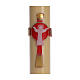 Paschal candle in beeswax with support and red Christ 8x120cm s3