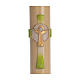 Osterkerze mit EINLAGE auferstanden Christus grünen Kreuz 8x120cm Bienenwachs s2