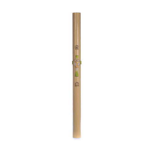 Paschal candle in beeswax with support and Green Christ 8x120cm 3