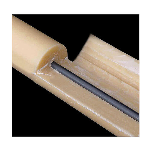 Paschal candle in beeswax with support and red cross in relief 8x120cm 6