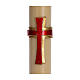 Paschal candle in beeswax with support and red cross in relief 8x120cm s2