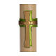 Paschal candle in beeswax with support and Green cross in relief 8x120cm s2