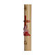 Paschal candle in beeswax with support and red cross and fish 8x120cm s4