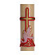 Paschal candle in beeswax with support and red cross and fish 8x120cm s3