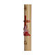 Paschal candle in beeswax with support and red cross and fish 8x120cm s5