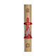 Paschal candle in beeswax with support and red cross and fish 8x120cm s1