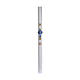 Paschal candle in white wax with support and light blue Christ 8x120cm s3