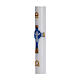 Paschal candle in white wax with support and light blue Christ 8x120cm s4