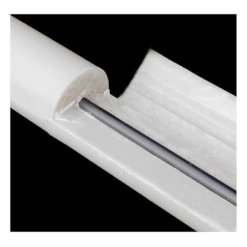 Paschal candle in white wax with support and red Christ 8x120cm 6