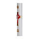 Paschal candle in white wax with support and red Christ 8x120cm s4