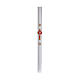 Paschal candle in white wax with support and red Christ 8x120cm s4