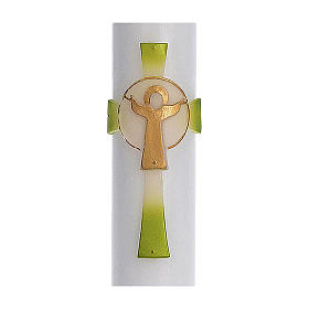 Osterkerze mit EINLAGE auferstanden Christus grünen Kreuz 8x120cm