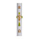 Osterkerze mit EINLAGE auferstanden Christus grünen Kreuz 8x120cm s1