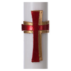 Paschal Candle in wax with support, red Cross 8x120 cm