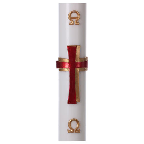 Paschal Candle in wax with support, red Cross 8x120 cm 1