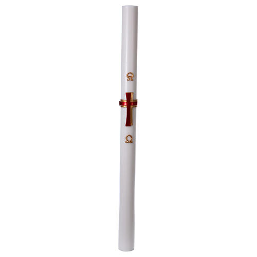Paschal Candle in wax with support, red Cross 8x120 cm 3