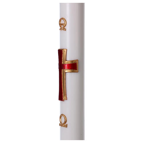 Paschal Candle in wax with support, red Cross 8x120 cm 4