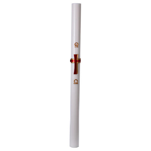 Paschal Candle in wax with support, red Cross 8x120 cm 4