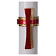 Paschal Candle in wax with support, red Cross 8x120 cm s2