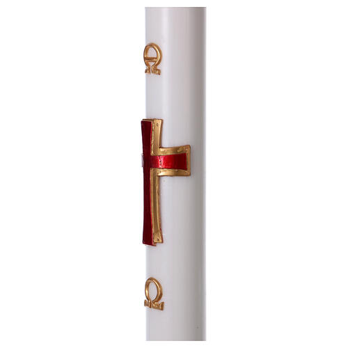 Paschal Candle in Paraffin wax REINFORCED Relief Red Cross 8x120 cm 5