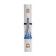 Paschal candle with inner reinforcement, blue cross and fish 8x120cm s1