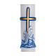Paschal candle with inner reinforcement, blue cross and fish 8x120cm s2