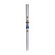 Paschal candle with inner reinforcement, blue cross and fish 8x120cm s3