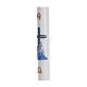 Paschal candle with inner reinforcement, blue cross and fish 8x120cm s4