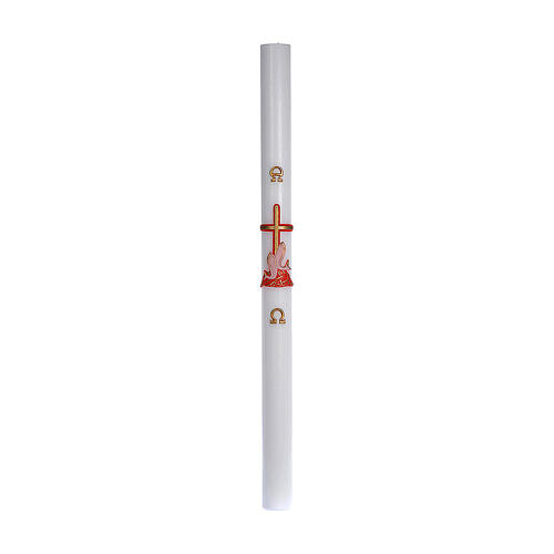 Paschal candle in beeswax with red cross and fish 8x120cm inner reinforcement 3