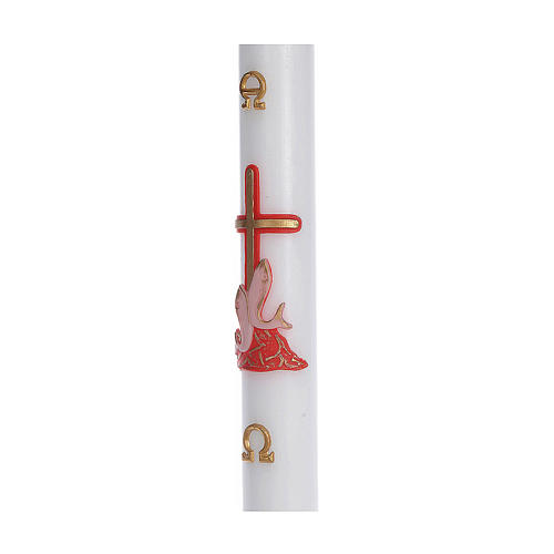 Paschal candle in beeswax with red cross and fish 8x120cm inner reinforcement 4