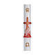 Paschal candle in beeswax with red cross and fish 8x120cm inner reinforcement s1