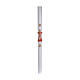 Paschal candle in beeswax with red cross and fish 8x120cm inner reinforcement s3