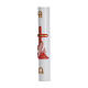 Paschal candle in beeswax with red cross and fish 8x120cm inner reinforcement s4