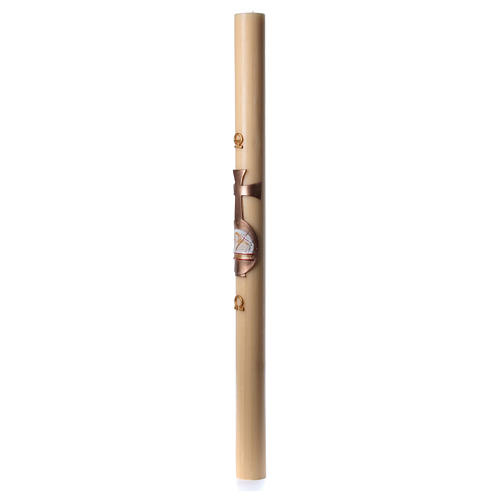 Lamb Paschal Candle in Beeswax with Copper Color Cross 8x120 cm 4