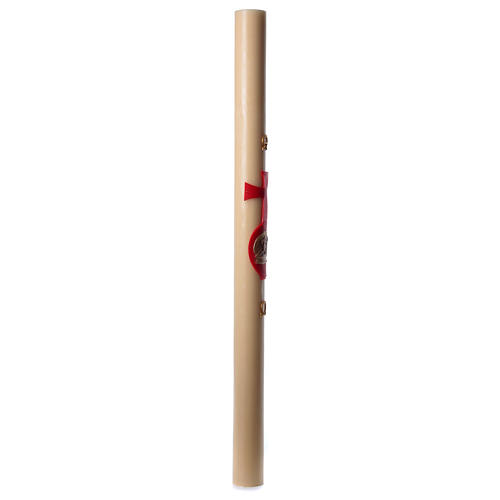 Beeswax Paschal candle with Lamb on Book and Red Cross 8x120 cm 4